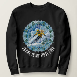 Moletom Mulher Esportista de Inverno Esquiadora - Esqui é