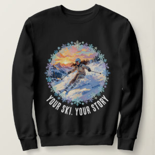 Moletom Mulher Esportista de Inverno Esquiando - Seu Esqui
