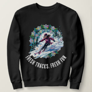 Moletom Mulher Esportista de Inverno Esquiando - Trilhas F