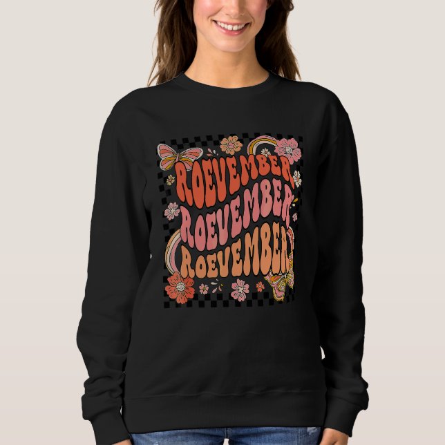 Moletom Mulher Groovy Roevember Retro Borboleta Arco-Íris  (Frente)