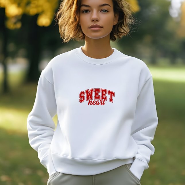 Moletom Mulher Impressão do Coração Branca Moderna (Modern White Sweet Heart Print Woman Sweatshirt)
