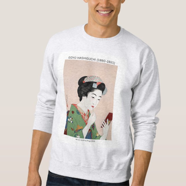 Moletom Mulher japonesa aplicando rouge - Goyō Hashiguchi (Frente)