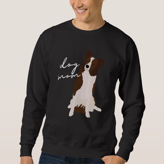 Moletom Mulher Mãe de Cachorro Collie de Fronteira Branco  (Frente)