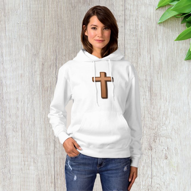 Moletom Mulher Marrom da Cruz Religiosa Hoodie (Criador carregado)