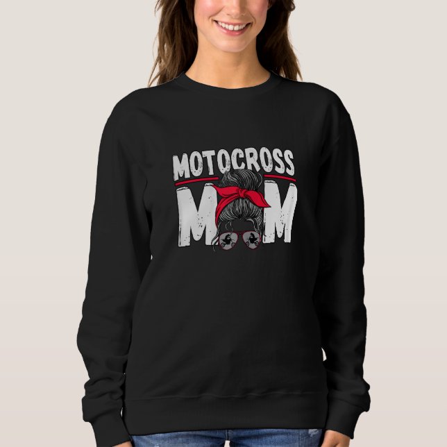 Moletom Mulher Motocross Mãe Mensagem Bun Dirt Bike Rider (Frente)