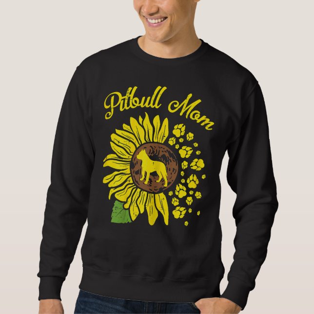 Moletom Mulher Pitbull Mãe Pata Sunflower Pata Dog Proprie (Frente)