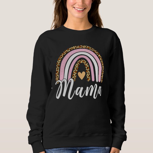 Moletom Mulher Rainbow Mama Leopard Imprima Bonita Mãe Mot (Frente)