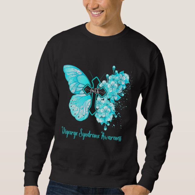 Moletom Mulher Teal Butterfly Faith Digeorge Síndrome de A (Frente)