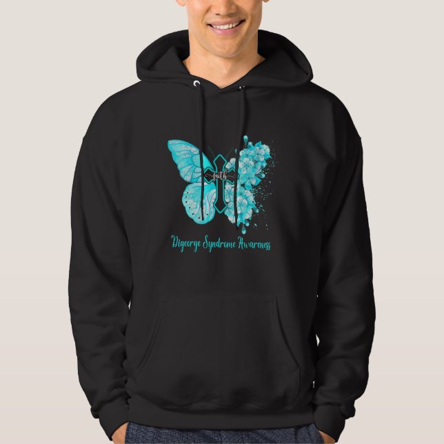 Moletom Mulher Teal Butterfly Faith Digeorge Síndrome de A (Frente)