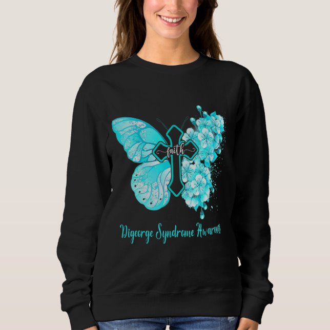Moletom Mulher Teal Butterfly Faith Digeorge Síndrome de A (Frente)