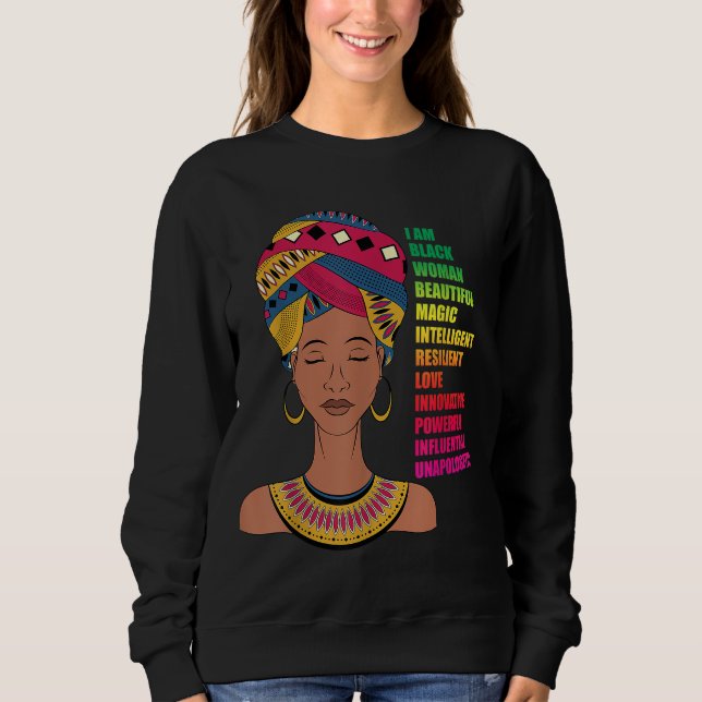 Moletom Mulheres Afro-Americanas BHM Melanina História Neg (Frente)