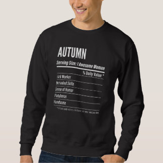 Moletom Mulheres Autumn Nutritional Facts Servindo Tamanho