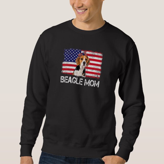 Moletom Mulheres Beagle Mamãe Bandeira Usa Bandeira 4 De J (Frente)