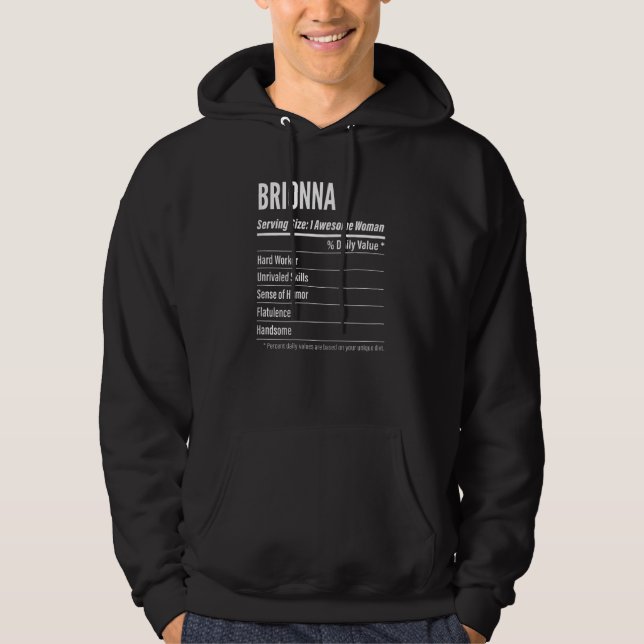 Moletom Mulheres Brionna Nutritional Facts Servindo Tamanh (Frente)