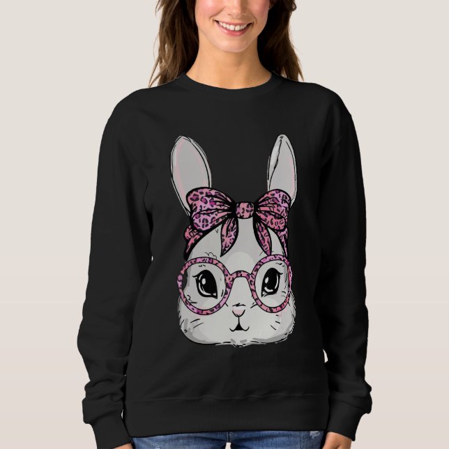 Moletom Mulheres do Dia do Felz pascoa de Luzes Leopardo C (Frente)