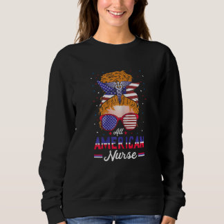 Moletom Mulheres Enfermeira Americana Bandeira EUA 4 de Ju