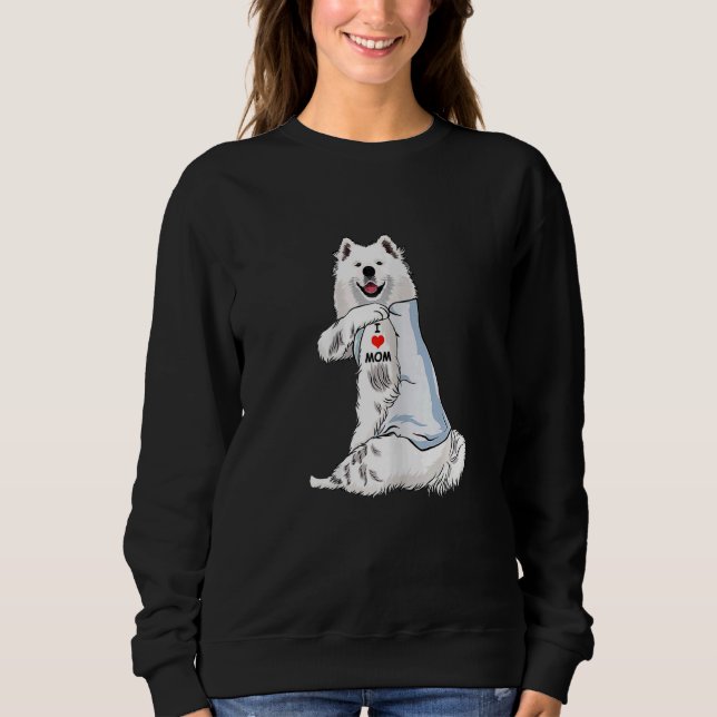 Moletom Mulheres Eu Amo Mamãe Tatuagem Samoyed Mamãe Cacho (Frente)