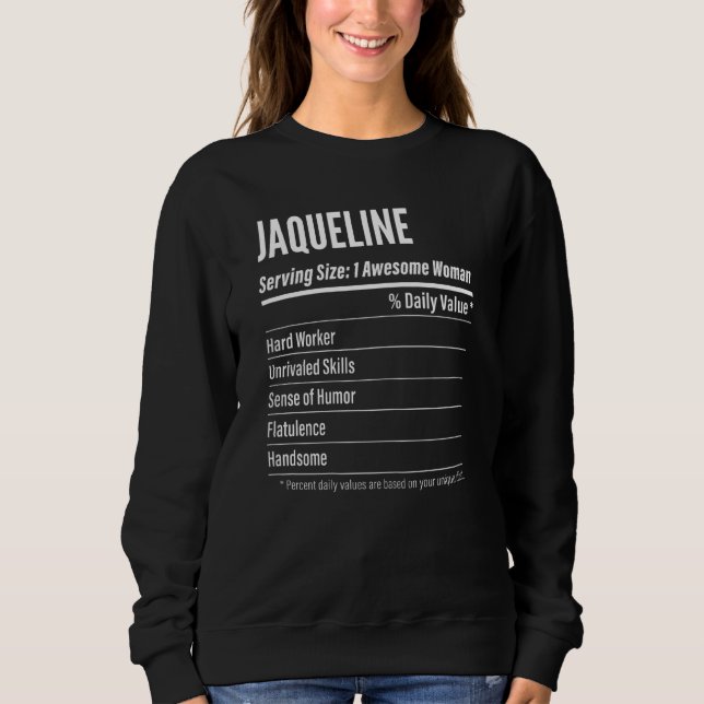 Moletom Mulheres Jaqueline Nutritional Facts Servindo Tama (Frente)