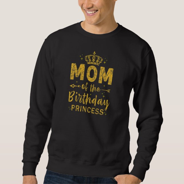 Moletom Mulheres Mãe Da Princesa De Aniversário Gira Mãe E (Frente)