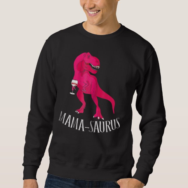 Moletom Mulheres Mama Saurus Dinossauro Rosa Rosa (Frente)