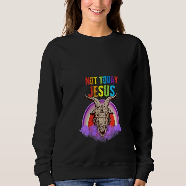 Moletom Mulheres Não Hoje Jesus Satanás Bode Gótico Baphom (Frente)