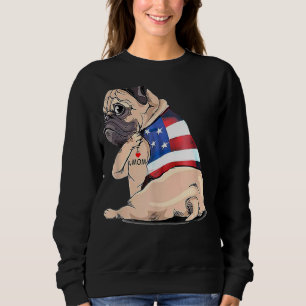 Moletom Mulheres Pug Dog Tatto Eu Amo Mamãe