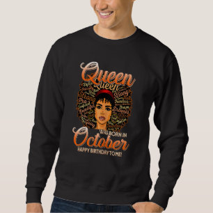 Moletom Mulheres Retro Vintage Queen Foi Nascer Em Outubro