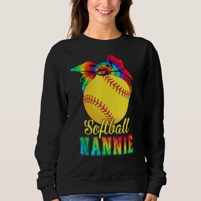 Moletom Mulheres Softball Nannie Tie Dye Softball da Mãe (Frente)