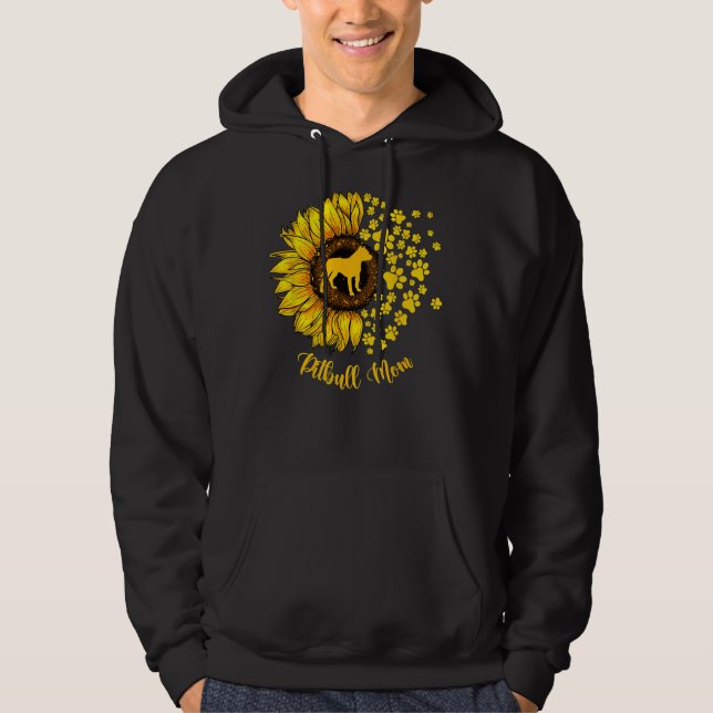 Moletom Mulheres Sunflower Pitbull Mamãe Cachorro 438 (Frente)