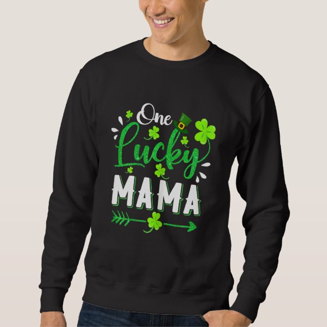 Moletom Mulheres Uma Rua Sortuda Mamã Shamrock Leprechaun  (Frente)