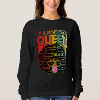 Moletom Mulheres Vintage Melanin Afro Novembro Rainha Pret