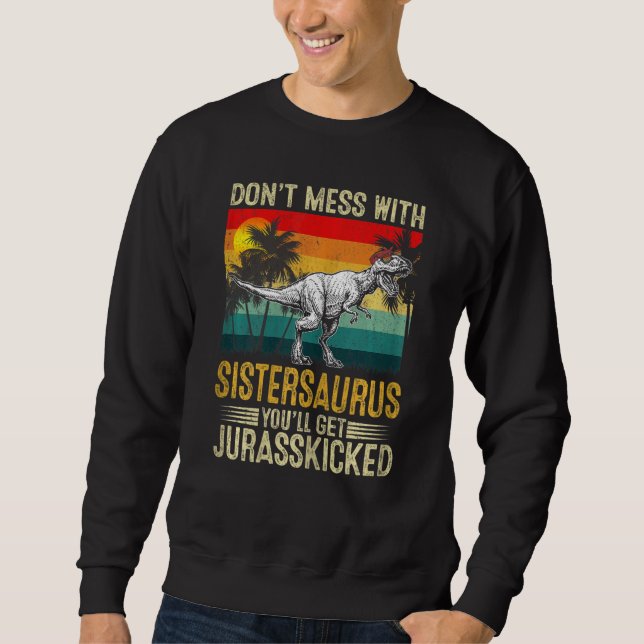 Moletom Mulheres Vintage Sistersaurus Dinosaur Rex Mot (Frente)