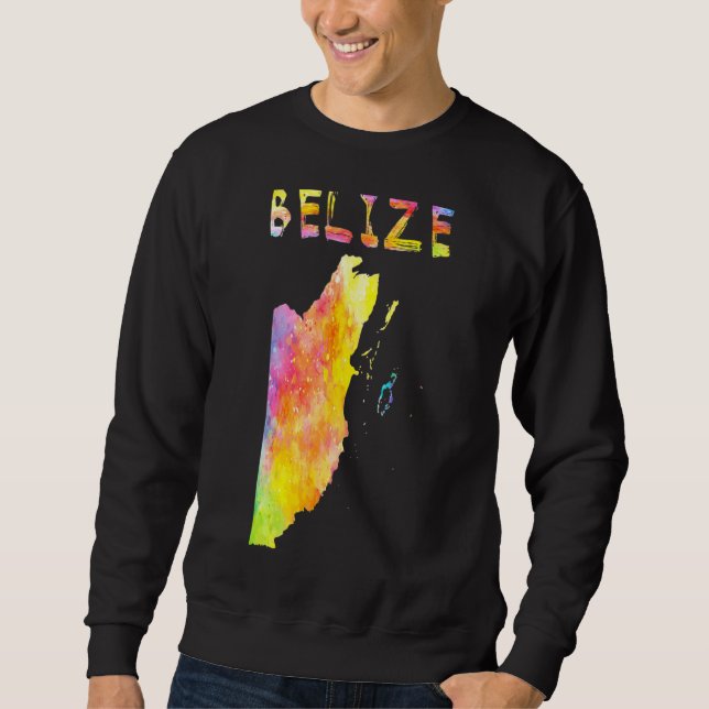 Moletom Multicolor Watercolor Belize Map Digital Trabalho  (Frente)