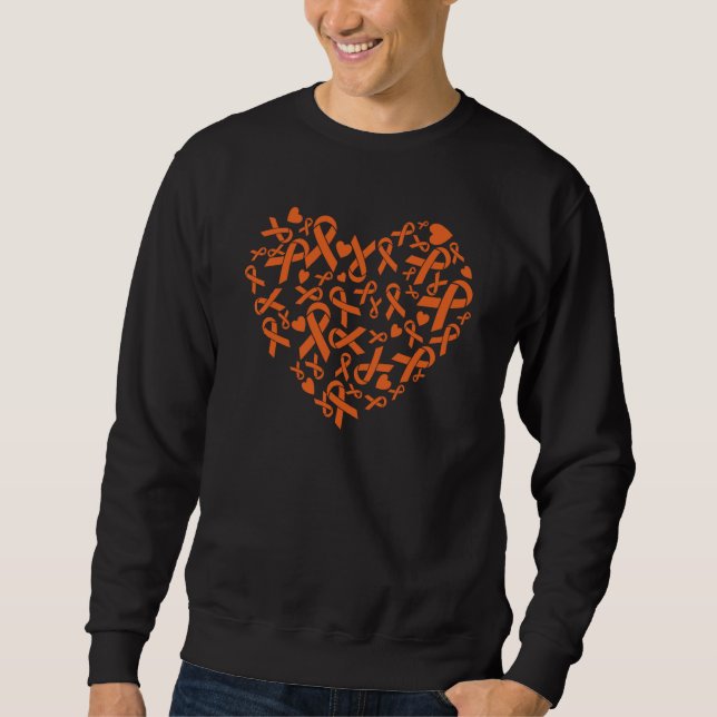 Moletom Multiple Sclerosis Awareness Orange Heart Ribbon M (Frente)