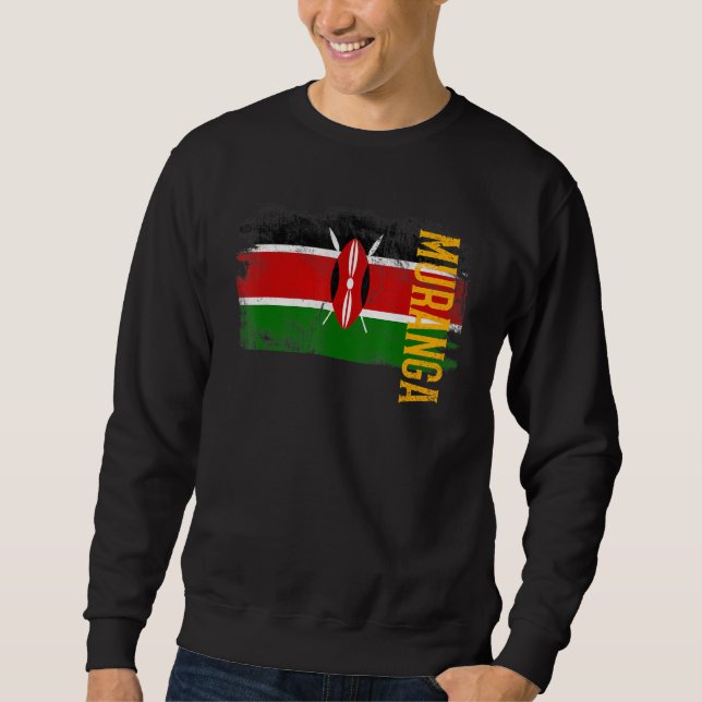 Moletom Muranga Kenya Flag Para Homens Quenianos Mulheres  (Frente)