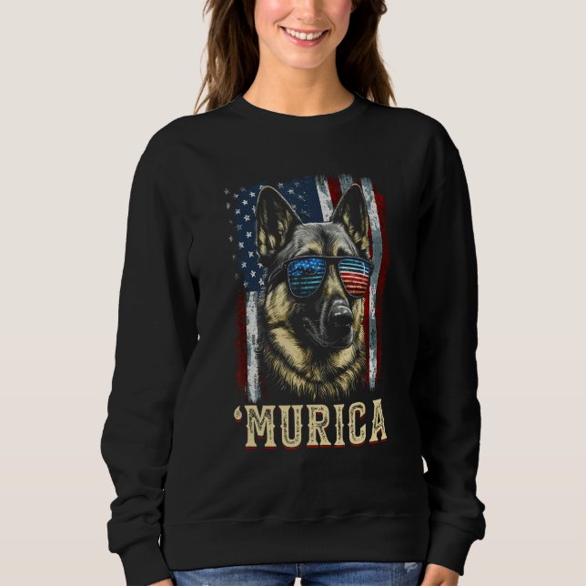 Moletom Murica Patriotic German Shepherd 4th of July Dog (Frente)