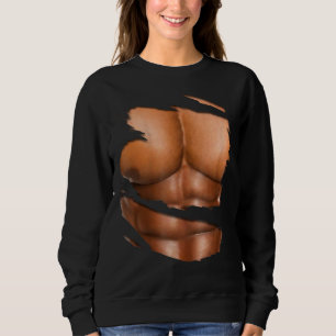Moletom Músculo Falso Sob Roupas Seis Embalagens Blac