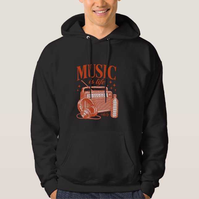 Moletom Music Is Life Vintage Design (Frente)
