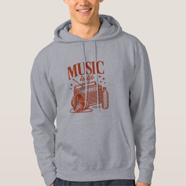 Moletom Music Is Life Vintage Design (Frente)