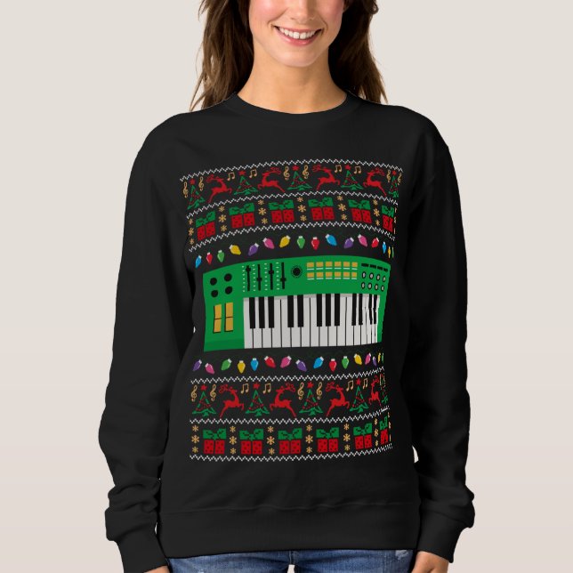 Moletom Music Keyboard Ugly Christmas Sweat Lights (Frente)