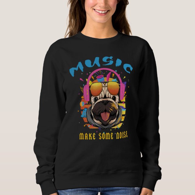 Moletom Music Pug com Fones de ouvido (Frente)