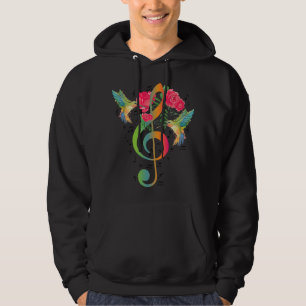 Moletom Music Treble Clef Rosas Hummingbird Music Notes Mu