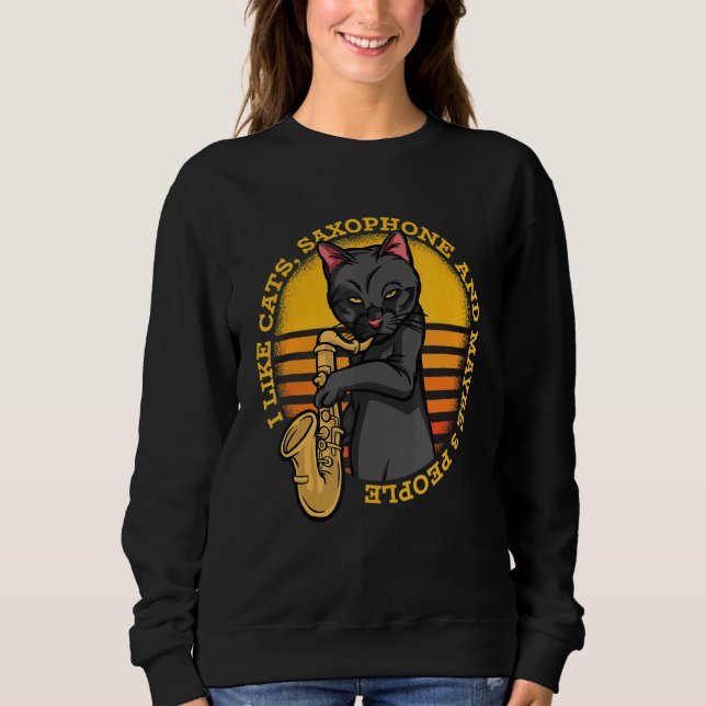 Moletom Musical Cat Plays Saxophones (Frente)