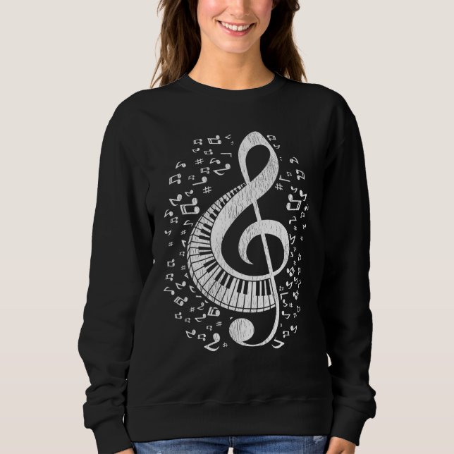 Moletom Musical Pianist Music Notes Keyboard Treble Clef (Frente)