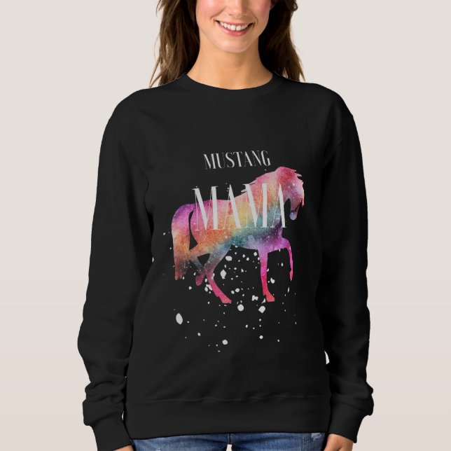 Moletom Mustang Horse Mama Galaxy Horse Girl Equestrian St (Frente)