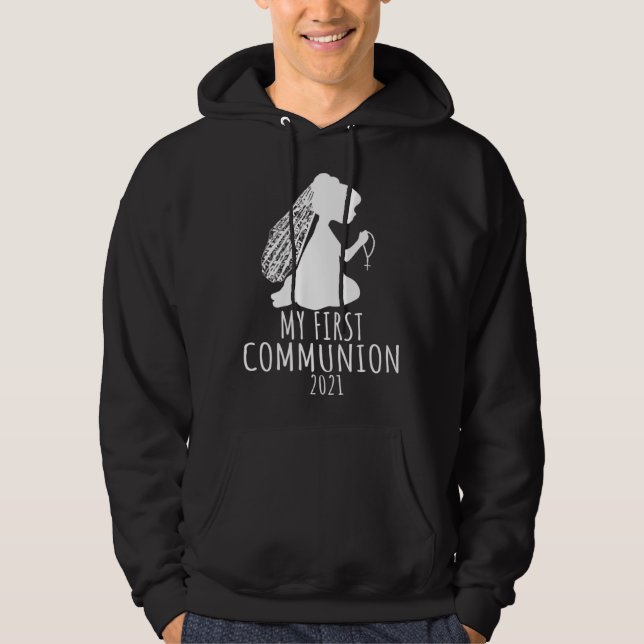 Moletom My First Communion 2021  Kids Girl Cross  Catholic (Frente)