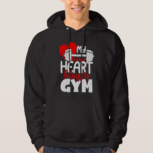 Moletom My Heart Belongs To Gym  Valentines Day Workout (Frente)