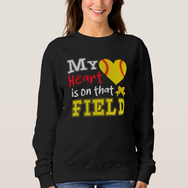 Moletom My Heart is on that Field Softball  Softball Mom (Frente)