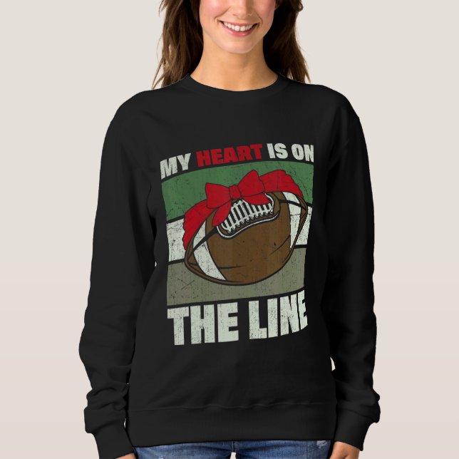 Moletom My Heart Is On The Line Offensive Lineman Retro Vi (Frente)