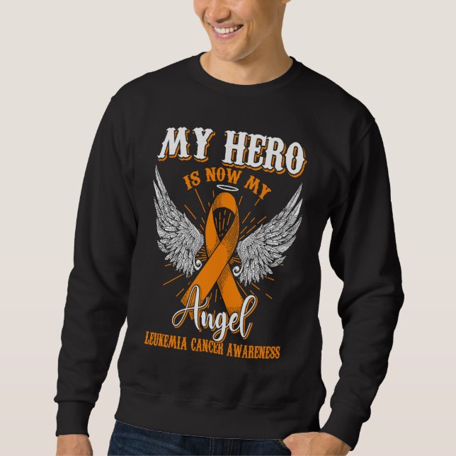 Moletom My Hero Is Now My Angel Leukemia Awareness Orange  (Frente)